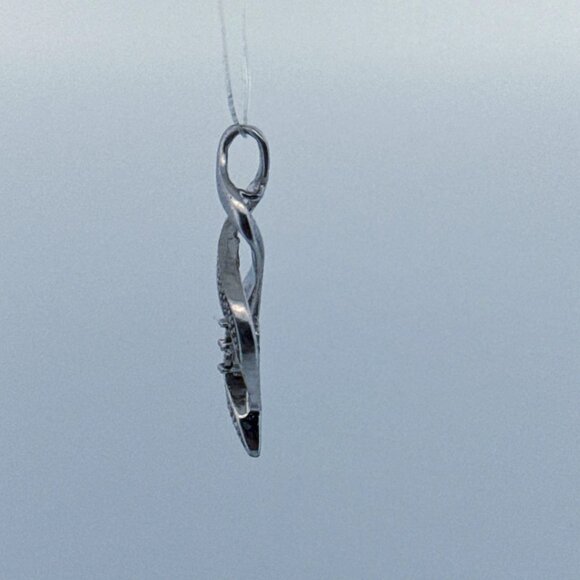Estate Sterling Silver 925 Pendant Twisted Design CZ Accent, 1.19in, 2.3g, No Ch - Picture 4 of 8